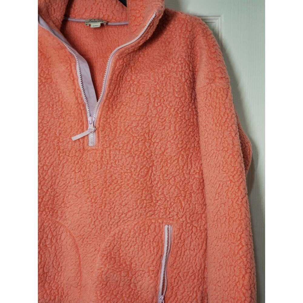 J.Crew Women’s Vintage Fleece Pullover XXS Coral Pink Sherpa Half Zip FA19 - Picture 3 of 13